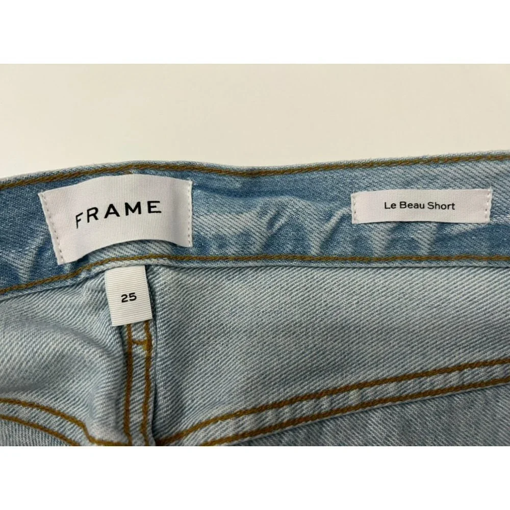 Frame Le Beau Women's Light Blue Short Size 25 - Picture 5 of 10